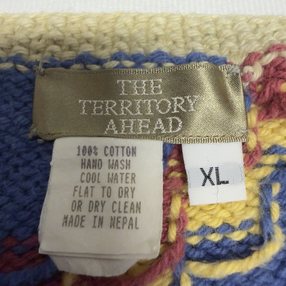 Vintage Territory Ahead Wool Chunky Knit Sweater Women's XL Button Up Multicolor - Picture 2 of 10